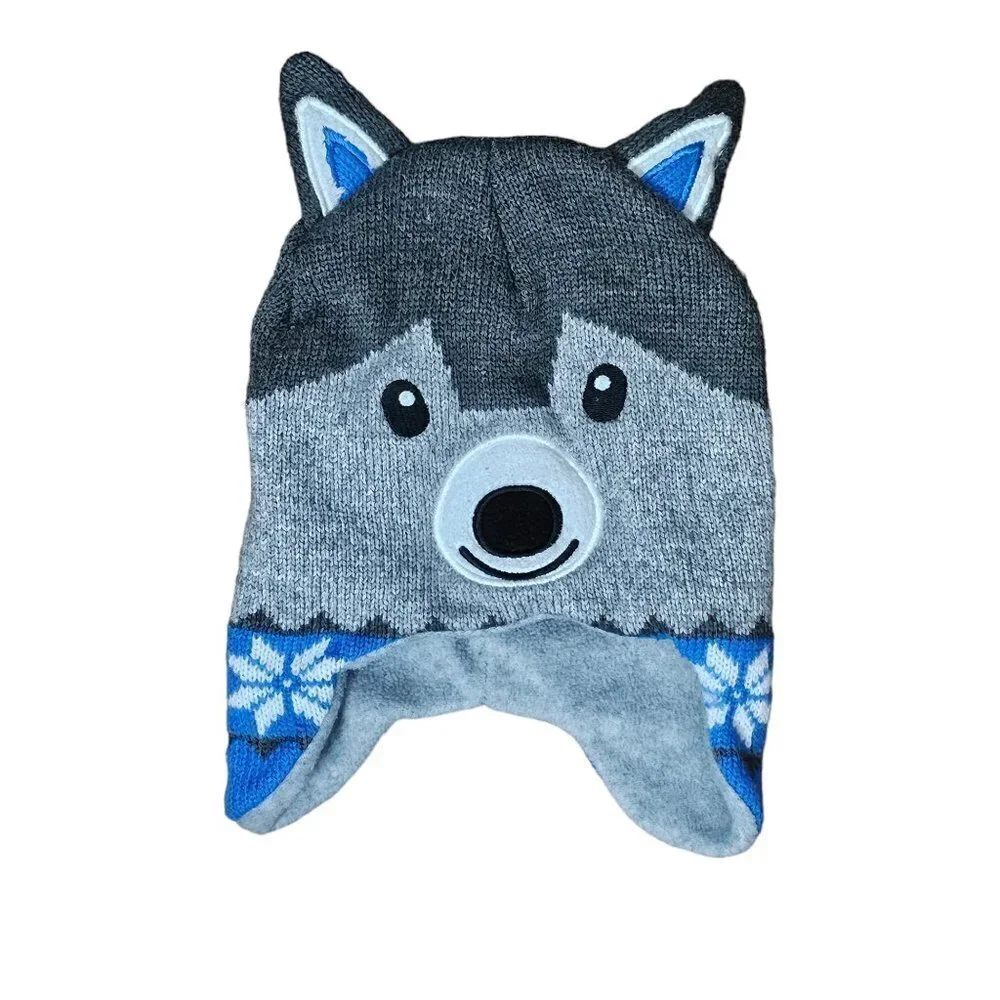 🚨Wolf Gray and Blue Beanie toddler Hat